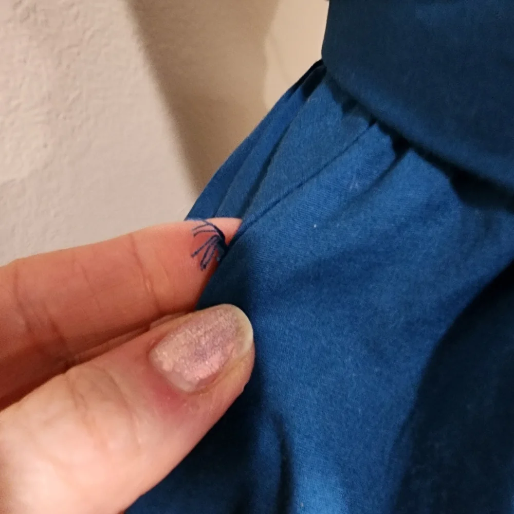 eShakti Cotton Poplin Blouson Midi Dress Dark Teal Classic Flare size Large 12 - Picture 4 of 11